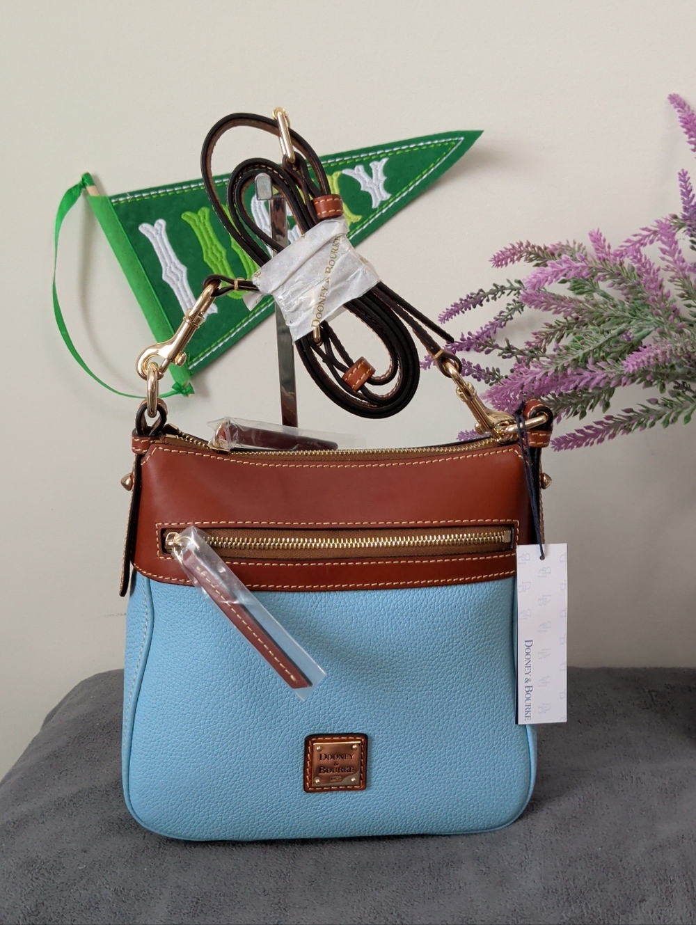 NWT Dooney And Bourke Caribbean Blue Crossbody 25